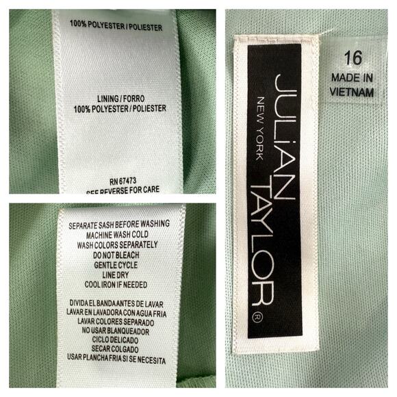 Julian Taylor NY Dress Women's 16 Pastel Green Floral Ruffles Feminine Fairy - Picture 7 of 8